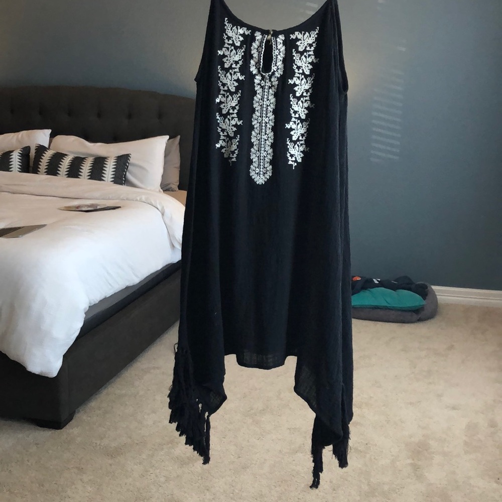 Embroidered Black Dress